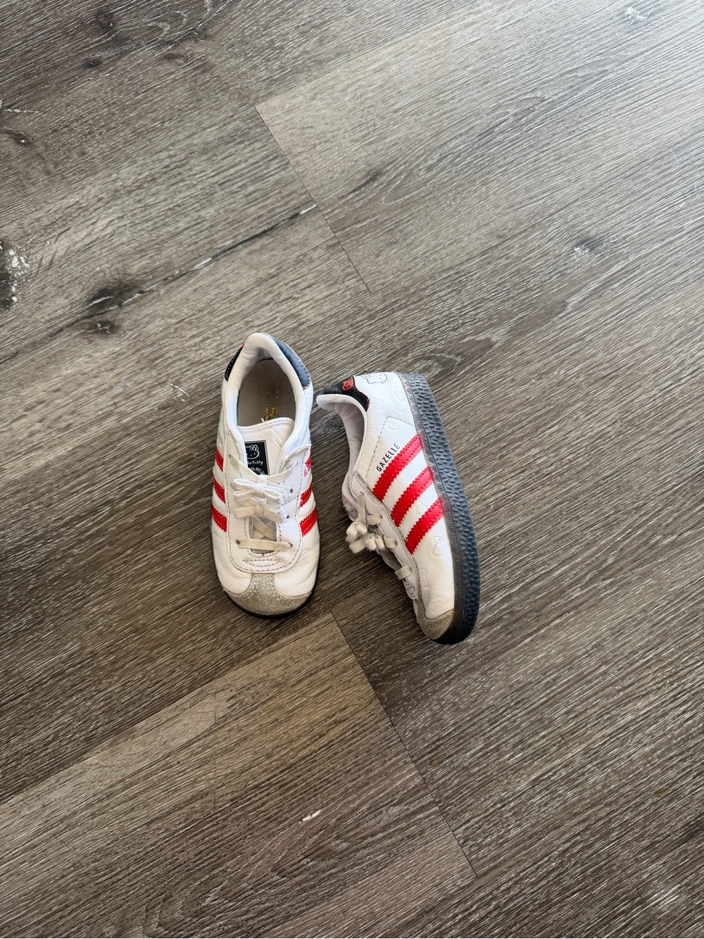 adidas Kids White Sneakers with Red Stripes